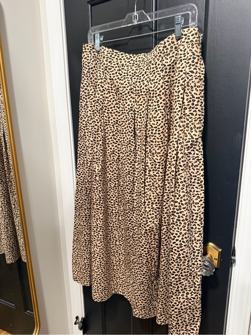 Talbots Beige and Black Leopard-Print Midi Skirt
